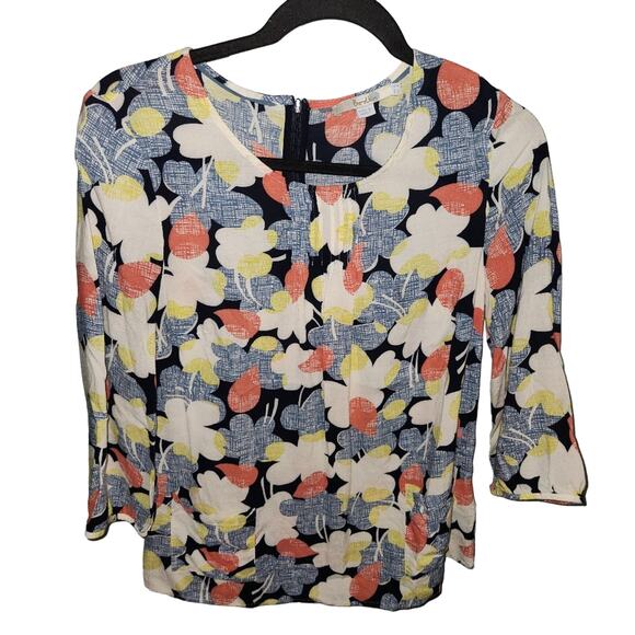 Boden‎ Floral Print Blouse Top 3/4 Sleeve Colorful Flower Pattern Casual - Picture 1 of 8